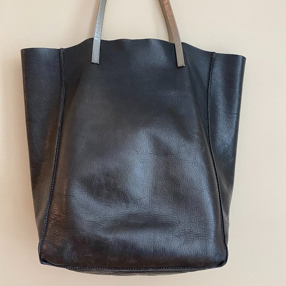 Brooklyn Industries Black Leather Tote Purse - Picture 2 of 11